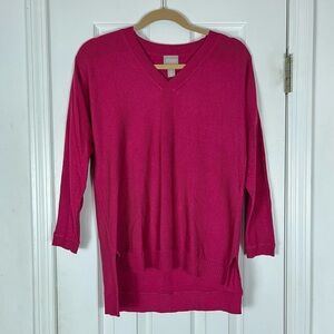 Chico’s Berry Pink Touch of Cashmere Easy V-Neck Pullover Sweater